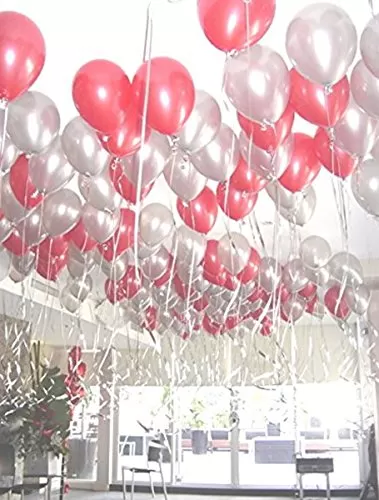 10 Inch (Pack of 50) Metallic Balloons for Brthday Decoration Weddings Engagement (Red and Silver), 3 image