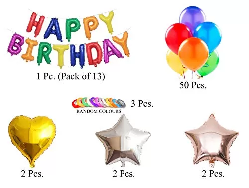 (Pack of 72) Happy Brthday Letter Foil Balloons Set Decoration Combo Brthday Balloons for Decoration - Multi, 5 image