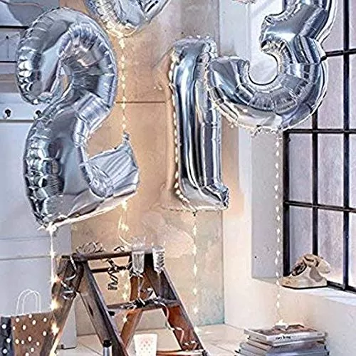28" Inch 3 (Three) Number Foil Toy Balloon - Silver, 5 image