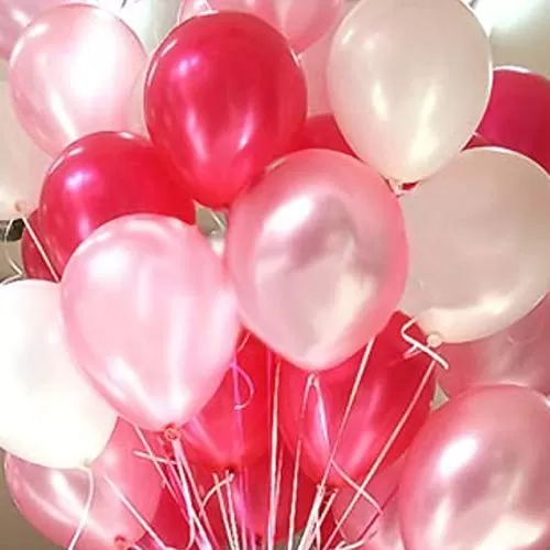 Crafts HD Metallic Balloons (Pink/White) 50pcs with 1 Handheld Balloon Pump, 3 image