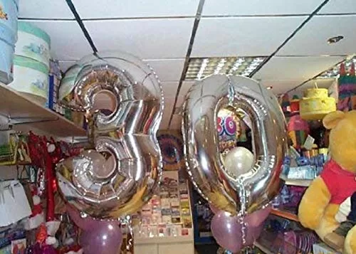 28" Inch 3 (Three) Number Foil Toy Balloon - Silver, 3 image