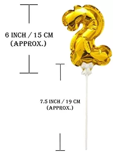 2 Number Foil Balloon Cake Topper Wedding Decor Party KDs Brthday Anniversary Cake Flags Supplies - (Golden), 3 image