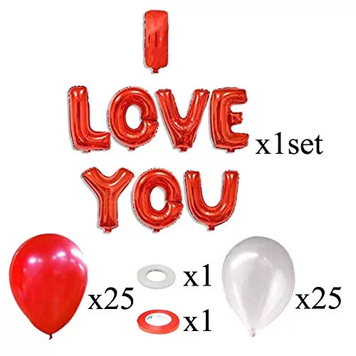 (Pack of 53) I Love You Red Foil Balloon I Love u Balloons Love Balloons for Decoration Love Balloons for Brthday Love Balloons for Anniversary, 3 image