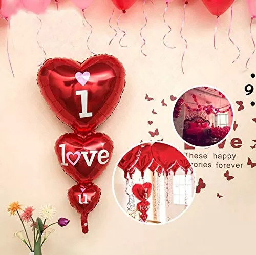 I Love u Foil Balloon for Valentine Balloon / Anniversary / Marriage Party Decoration - Red, 3 image