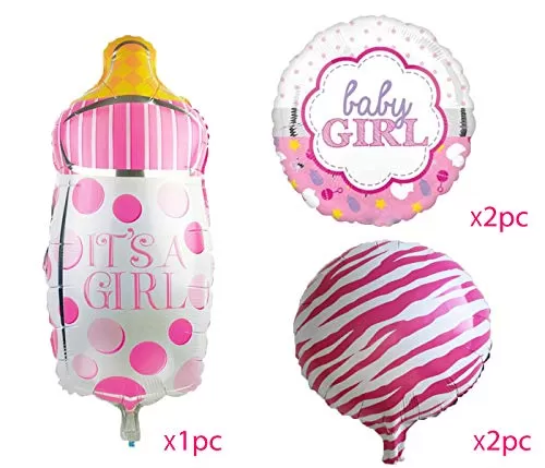 (Pack of 5) Bottle Shape Small Shower Foil Balloons Small Shower Decoration Material Its a boy Decorations - Pink, 6 image
