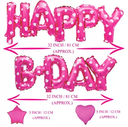 (10 inch) Happy Brthday Foil Balloons / Happy B-Day Balloons for Brthday Decoration / Brthday Party Supplies Combo - Pink, 2 image