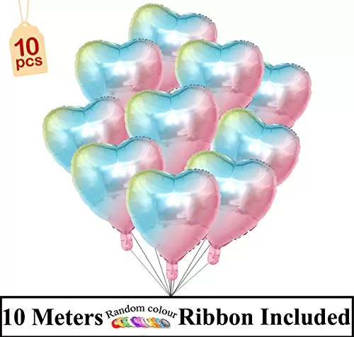 Foil Balloons for Brthday Decoration Balloon Decoration hert Shaped Balloon for Decoration Anniversary Small Shower Valentine - Pack of 10, 3 image