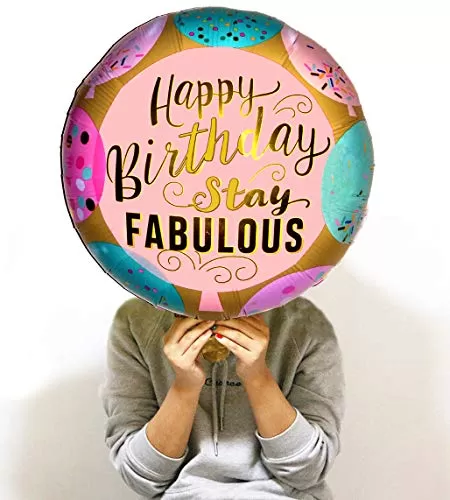 (Pack of 9) 18 Inch Happy Brthday Stay Fabulous Round Foil Balloons / Happy Brthday Balloons for Decoration / Brthday Party Supply / Happy Brthday Foil Balloons - Multi, 5 image
