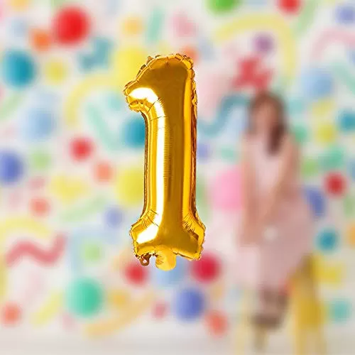17" Inch Number 1 Foil Balloons KDs Party Supplies Theme Brthday Party Foil Balloons Brthday Balloons - Golden, 3 image