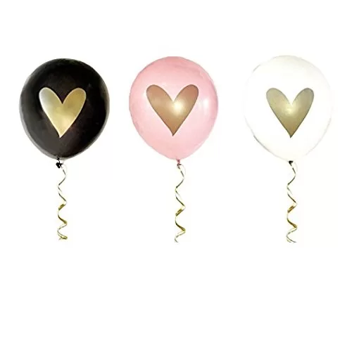 Party Hub"Printed hert " Valentine Love Anniversary Balloons - (Gold), 6 image