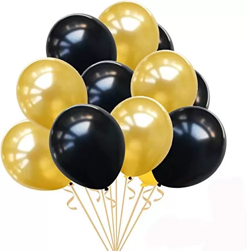 Happy Anniversary Golden Foil Balloon with Metallic Gold and Black Anniversary Decoration Balloons (Gold Black Pack of 66) (Anniversary-Foil -Set), 3 image