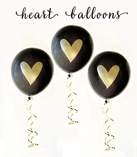 Party Hub"Printed hert " Valentine Love Anniversary Balloons - (Gold), 3 image