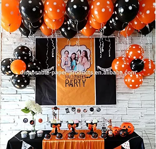 Horror Scary Halloween Theme Party Balloon Combo 10 Plain Orange Balloon +10 Plain Black Balloon + 10 Danger Face Balloon ( Pack of 30 ), 5 image