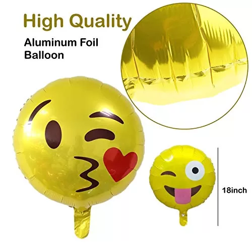Smiley Emoji LOL and Wink (Set of 2) Foil Balloons Large 18 inch Party Balloons for Any Office Home Party Decoration Accessory, 2 image