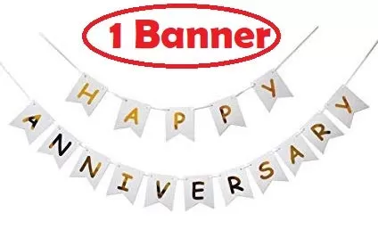 Pack of 51 White Happy AnniversaryBanner with Printed hert red White Balloons for Anniversary Party Decorations, 2 image