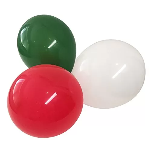Xmas Decorations 100 pcs 12 Inches Party Green Red White Latex with a Hand Held Air Inflator Xmas Balloon (Red White Green Pack of 2), 2 image