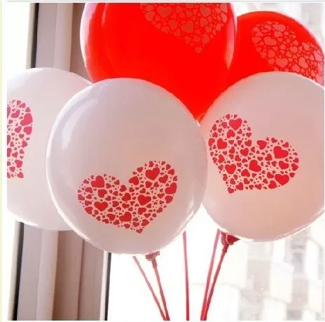 ( Pack of 30) Small hert Shaped Printed Balloons for Brthday Anniversary Decorations (Small-Printed-hert-RedPinkWhite), 3 image
