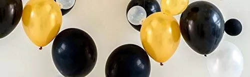 Metallic Brthday Balloons for Decoration BlackGolden and White Latex Balloon for Balloons for Decoration( Pack of 50), 5 image