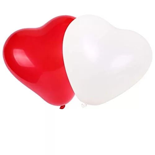 50pcs herts Latex Balloons White and Red hert Balloons for Brthday Party Wedding Bridal Shower Valentine's Day Decoration (Red & White) ( Pack of 50 Balloons), 2 image