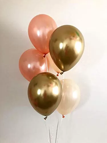 Products HD Metallic Finish Balloons for Brthday / Anniversary Party Decoration ( Gold Rosegold White ) Pack of 100, 3 image