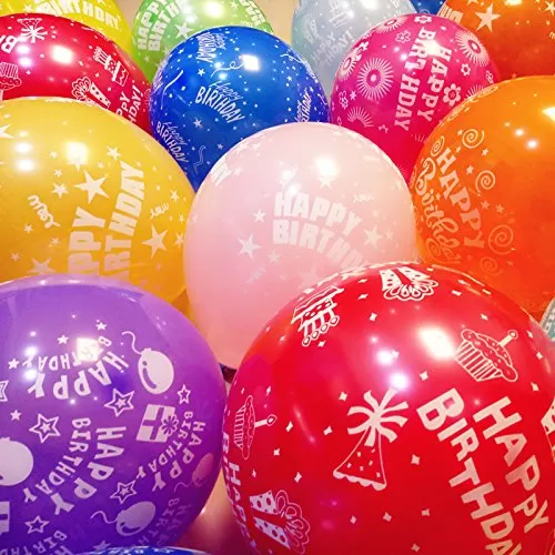 (50 Pcs) 12 Inch Happy Printed Balloons for Decoration/Brthday/Small Shower/Photoshoot, 2 image