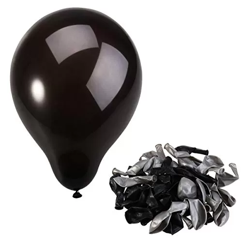 Balloons for Brthday Decorations (Metallic Silver and Black) (Pack of 300), 5 image