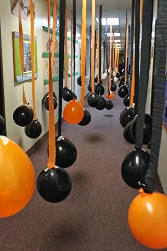 Horror Scary Halloween Theme Party Balloon Combo 10 Plain Orange Balloon +10 Plain Black Balloon + 10 Danger Face Balloon ( Pack of 30 ), 2 image