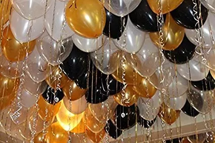 Products Metallic HD Toy Balloons Brthday / Anniversary Balloons Golden Silver Black (Pack of 50) (Size - 9 inches), 3 image