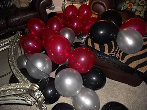 Products 10 Inch Metallic Hd Shiny Toy Balloons - Black Red Silver for Decoration and Party (20 Pcs), 2 image