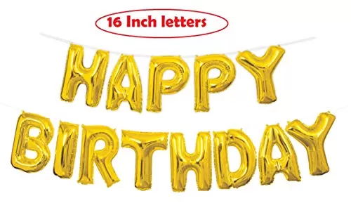 Party Hub®Pack of 101 Gold Happy Brthday Letter Foil Balloons with 100 Pcs ofMetallic Gold PinkWhite & Dark Pink for Brthday Party Decorations, 3 image