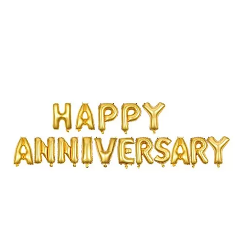 Happy Anniversary Foil Balloon Gold Color ( Pack of 16 Alphabets), 2 image