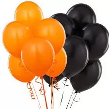 Horror Scary Halloween Theme Party Balloon Combo 10 Plain Orange Balloon +10 Plain Black Balloon + 10 Danger Face Balloon ( Pack of 30 ), 6 image