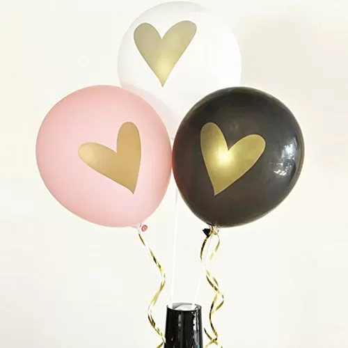 Party Hub"Printed hert " Valentine Love Anniversary Balloons - (Gold), 4 image