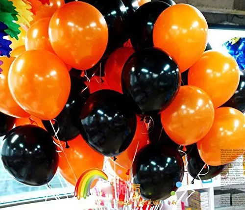 Horror Scary Halloween Theme Party Balloon Combo 10 Plain Orange Balloon +10 Plain Black Balloon + 10 Danger Face Balloon ( Pack of 30 ), 4 image