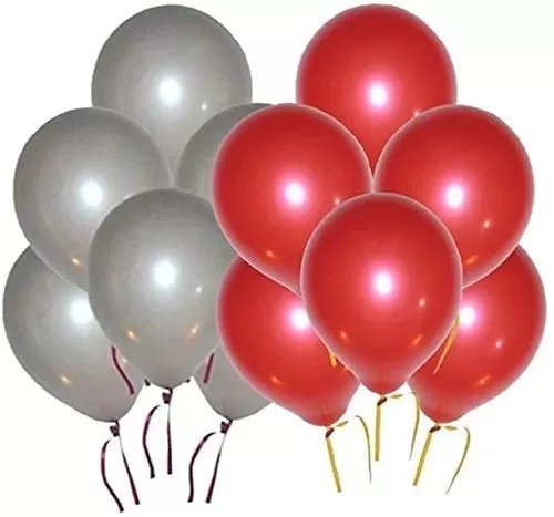 Products 10 Inch Metallic Hd Shiny Toy Balloons - Black Red Silver for Decoration and Party (20 Pcs), 3 image