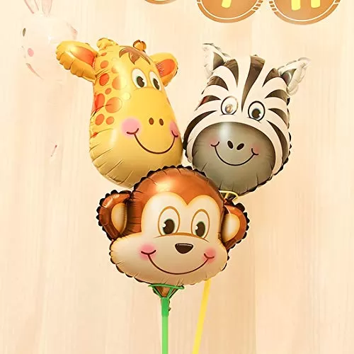 5 pcs Jungle Theme Animal foil Balloon with Stick Theme Party Supplies (Jungle Theme Animal Balloon), 6 image