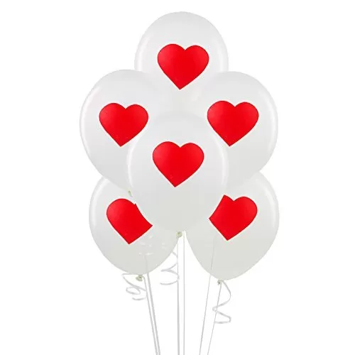 Printed Latex Balloons Medium (Red White) - Pack of 30, 6 image