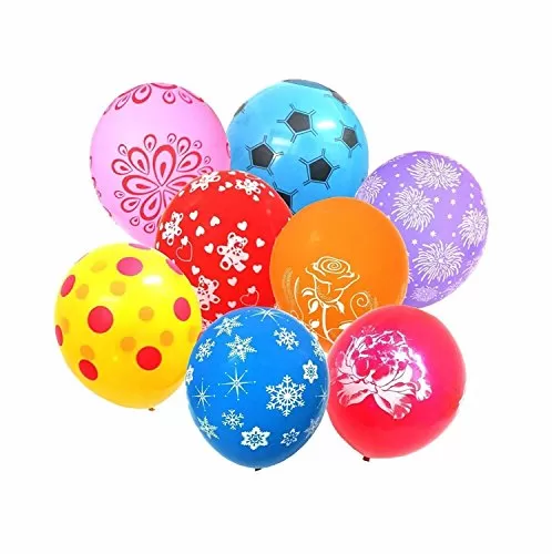 Pack of 30 Colorful 12" inches Large Assorted Color Mixed Printed Balloons for Brthday Decoration, 4 image