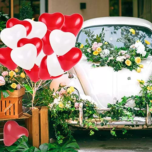50pcs herts Latex Balloons White and Red hert Balloons for Brthday Party Wedding Bridal Shower Valentine's Day Decoration (Red & White) ( Pack of 50 Balloons), 3 image