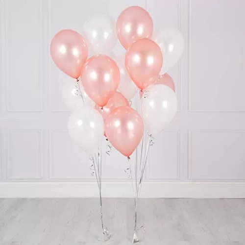 Products HD Metallic Finish Balloons for Brthday / Anniversary Party Decoration ( Rose Gold White ) Pack of 25, 2 image