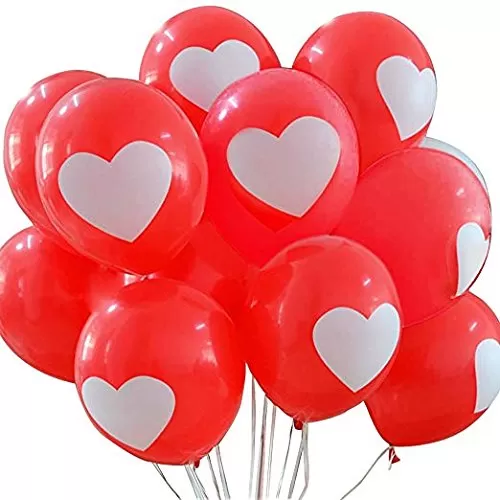 Printed Latex Balloons Medium (Red White) - Pack of 30, 5 image