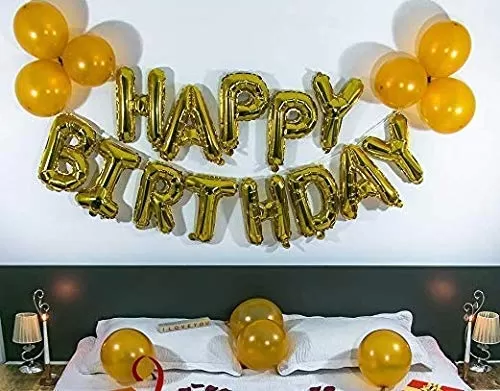 13 Gold Letters and 21 Gold Metallic Balloons Brthday Party Decorations Set, 2 image