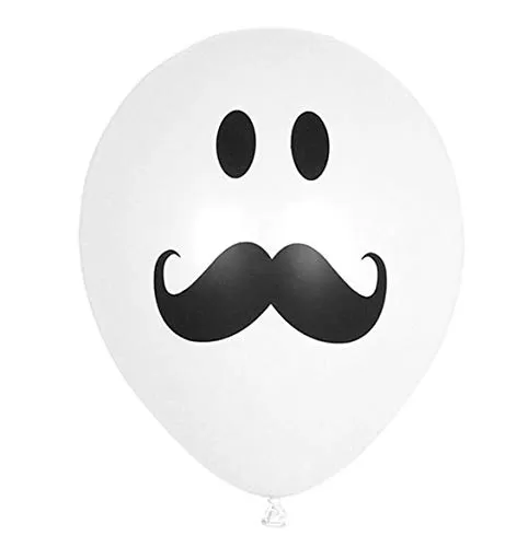 Pack of 30 Funny Moustache Balloons Latex Balloons White Balloons Stag Night Balloons Stag Party Balloons (Printed White Mustache Balloons), 2 image