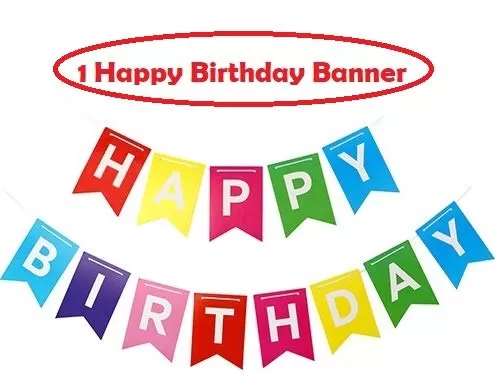 Rainbow Happy Brthday Banner with 25 pcs Metallic & 25 Multicolor hert Shaped Latex Balloons for Brthday Decorations ( Pack of 51), 2 image