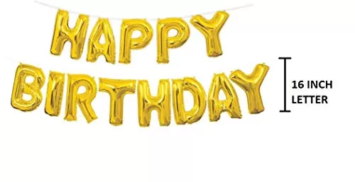 "Happy Brthday" Letters Foil Toy Balloons - (Gold), 5 image