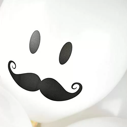 Pack of 30 Funny Moustache Balloons Latex Balloons White Balloons Stag Night Balloons Stag Party Balloons (Printed White Mustache Balloons), 3 image