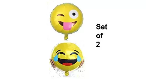 Smiley Emoji LOL and Wink (Set of 2) Foil Balloons Large 18 inch Party Balloons for Any Office Home Party Decoration Accessory, 3 image