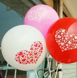 ( Pack of 30) Small hert Shaped Printed Balloons for Brthday Anniversary Decorations (Small-Printed-hert-RedPinkWhite), 2 image