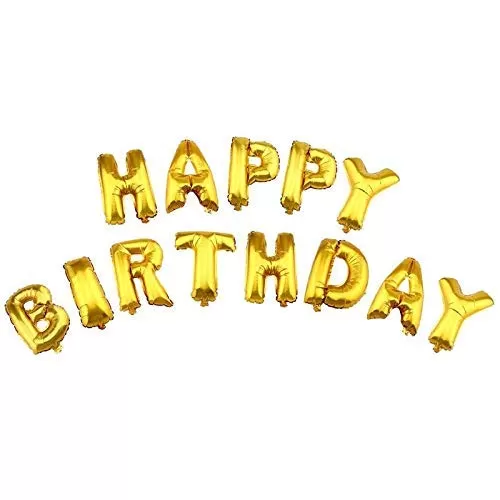 Products Happy Brthday Letter Foil Balloon Set of 13 Letters (Golden) + HD Metallic Finish Balloons (Golden Black Silver) Pack of 30, 5 image