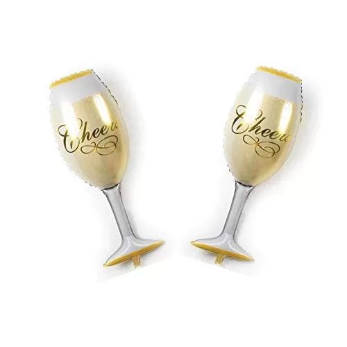 Products Champagne / Wine Bottle & Glass Shaped Big Size Foil Balloons Combo for Brthday Decoration Weddings EngagementBachelors Party Office Party New Year 18-inch (Multicolour), 3 image